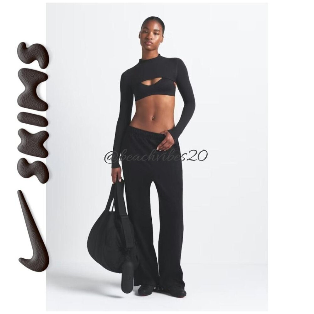 NIKE x SKIMS Matte Tricot Side Snaps Pant Obsidian NWOT